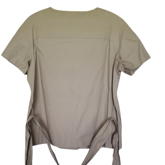 NWT Apostrophe Beige Short Sleeve Button-Up Top 98% Cotton  Women's Size XL. - Picture 3 of 13